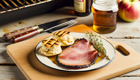 Grilled Virginia Ham & Biscuits with Honey Butter