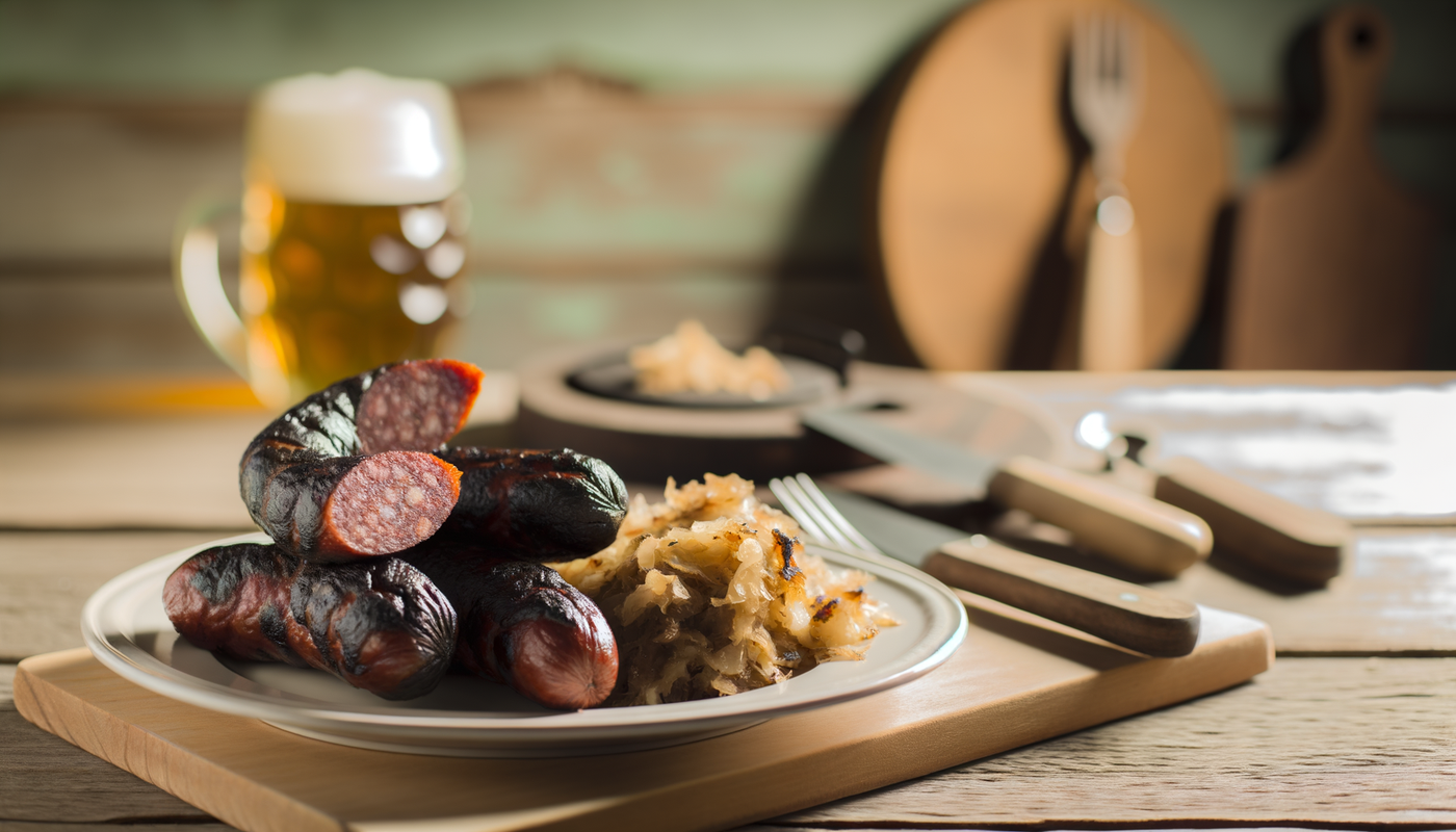 Austrian Crispy Grilled Blood Sausage with Sauerkraut