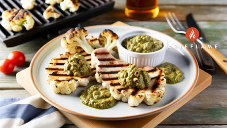 Italian Grilled Cauliflower Steaks with Hazelnut Pesto