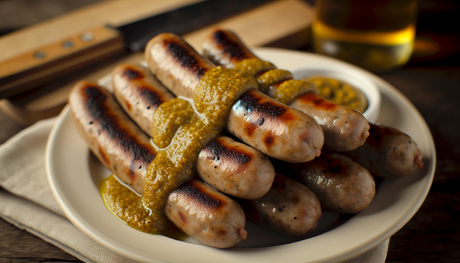 Grilled Irish Mustard Pork Sausages on Arteflame