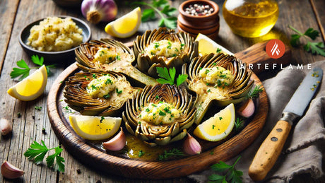 Grilled Artichokes with Lemon Garlic Butter