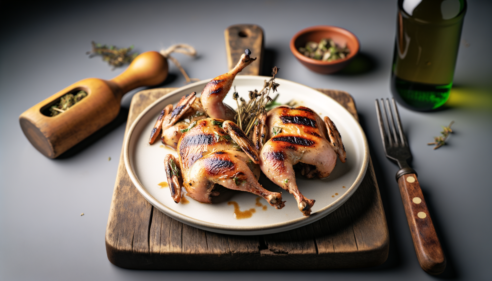 French Butterflied Grilled Quail with Herbs