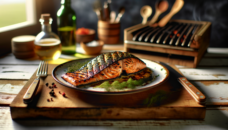 Grilled Albanian Salmon with Crispy Skin