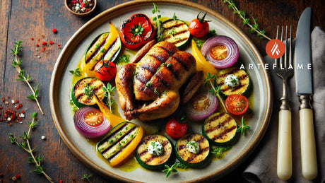 Grilled Quail with Herb Butter and Vegetables on Arteflame Grill