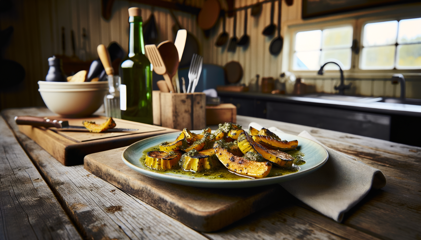 Norwegian Winter Squash with Herb Oil on the Grill