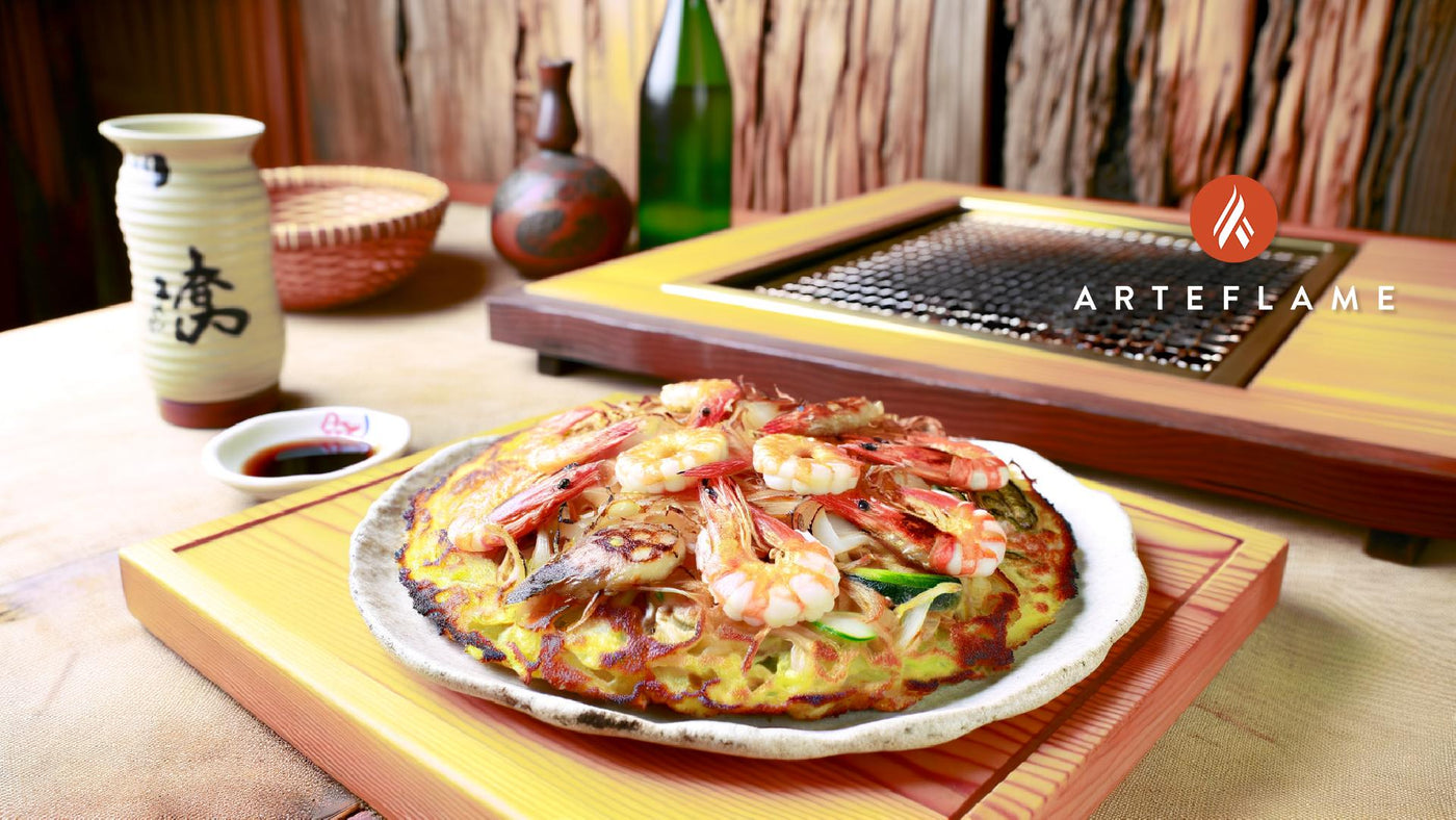 Grilled Japanese Seafood Okonomiyaki