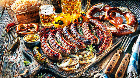 Grilled Oktoberfest Sausage Platter on the Arteflame Grill