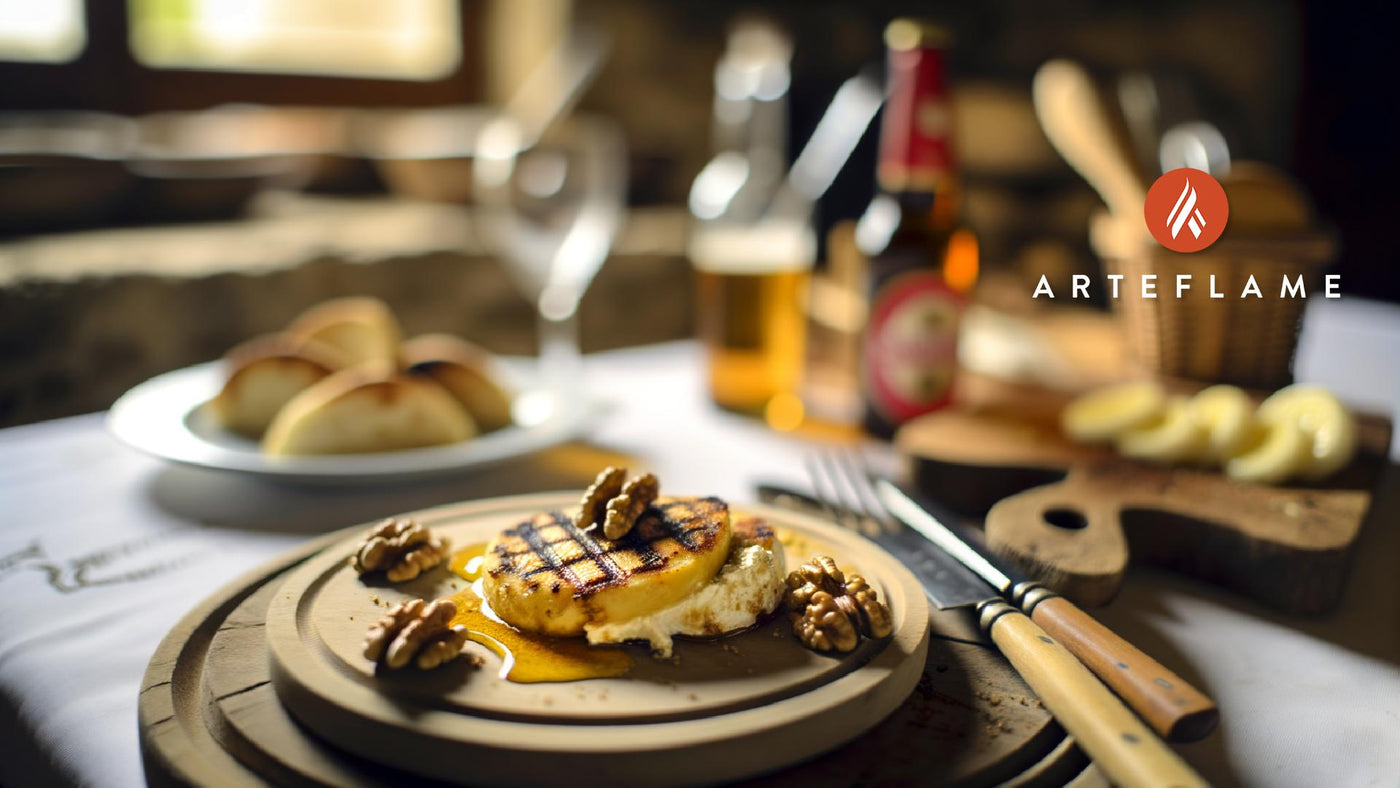 Grilled Greek Manouri Cheese with Honey & Walnuts