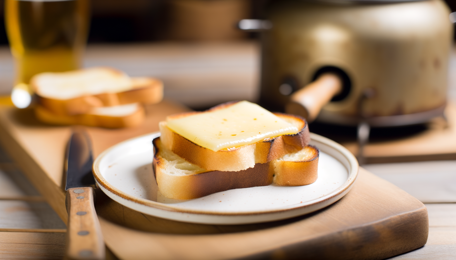 German Grilled Raclette Cheese on Bread