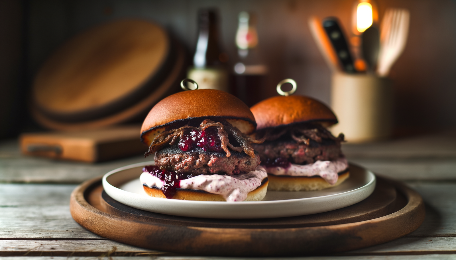 Norwegian Flame-Grilled Moose Burgers with Lingonberry Mayo