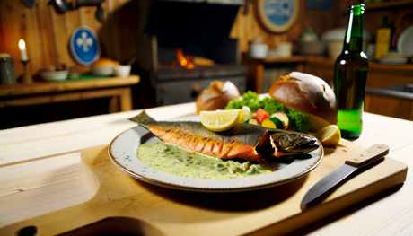 Austrian Tyrolean Grilled Smoked Trout with Lemon-Dill Sauce