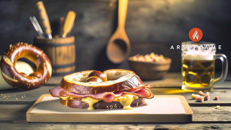 German Grilled Cheese and Ham Pretzel Sandwich