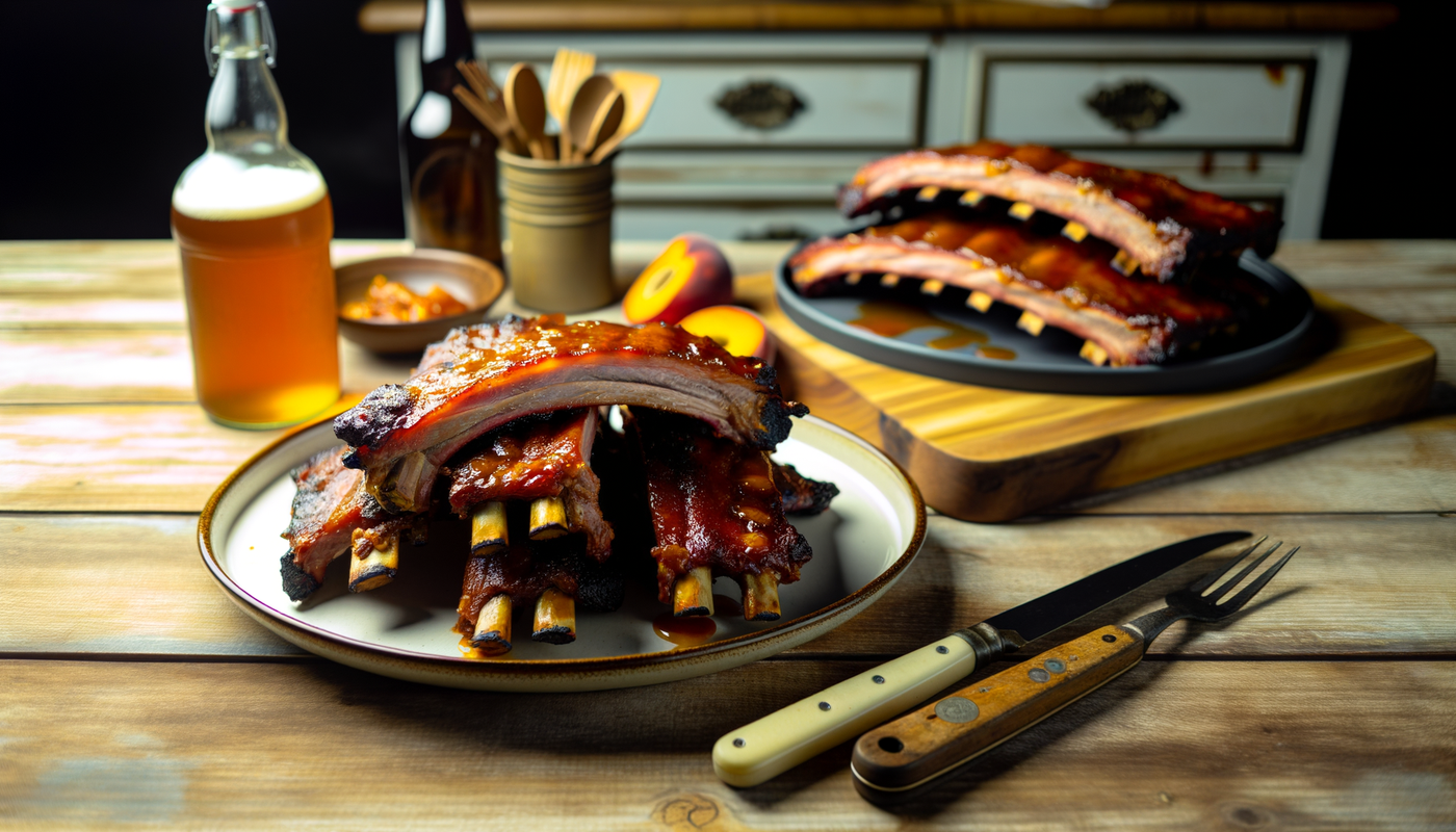 Georgia Smoked Pork Ribs with Peach Glaze