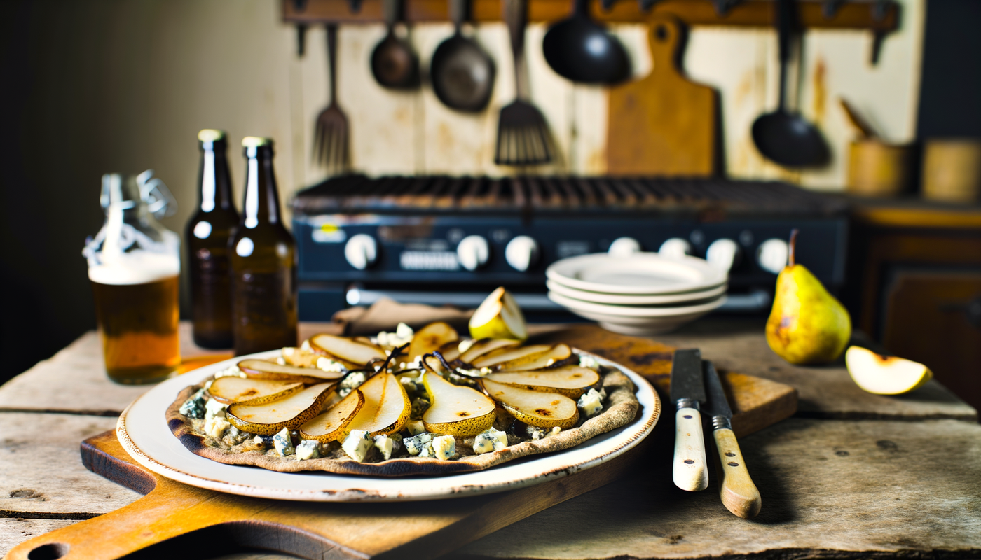 Irish Caramelized Pear and Blue Cheese Flatbread