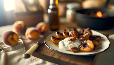 Grilled Albanian Yogurt Peaches on Arteflame