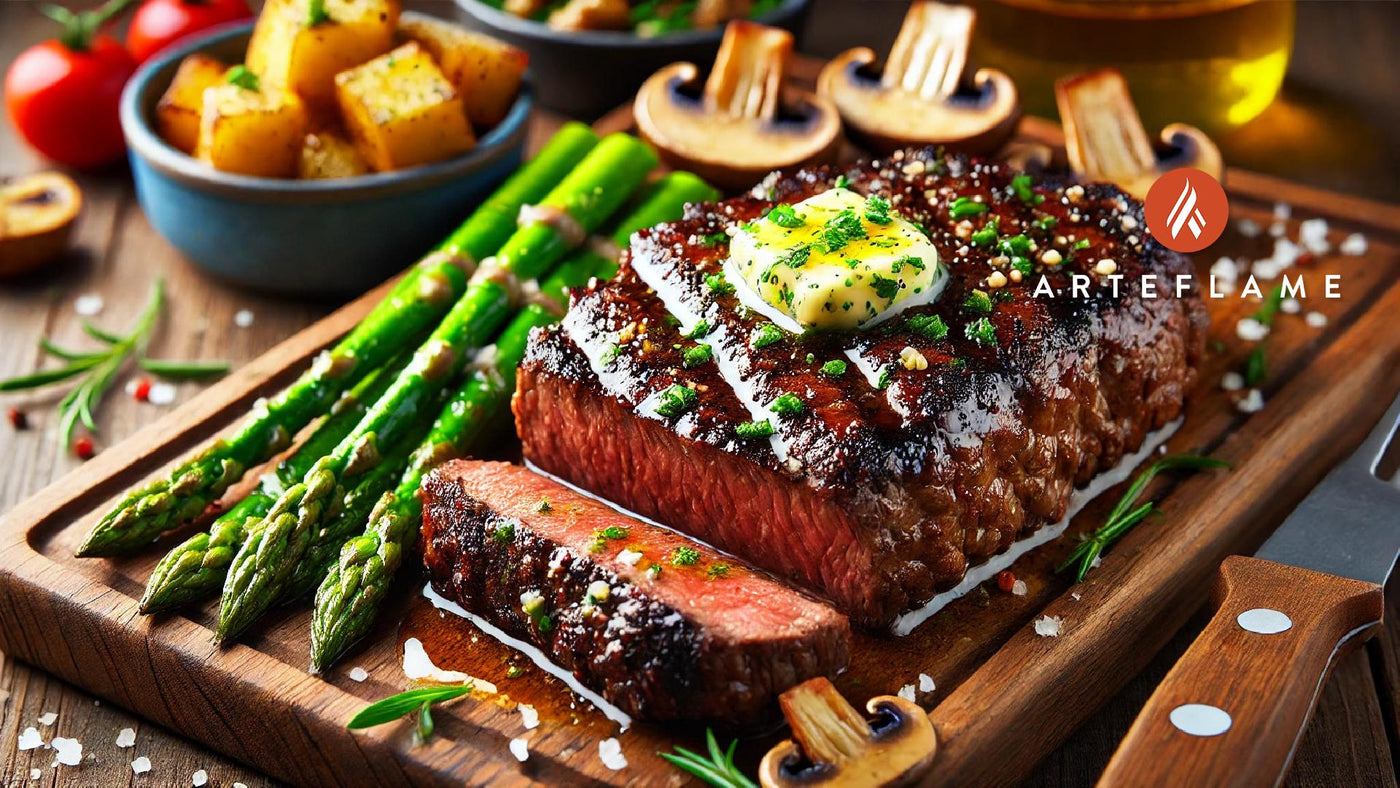 Kansas City Strip Steak with Garlic Herb Butter