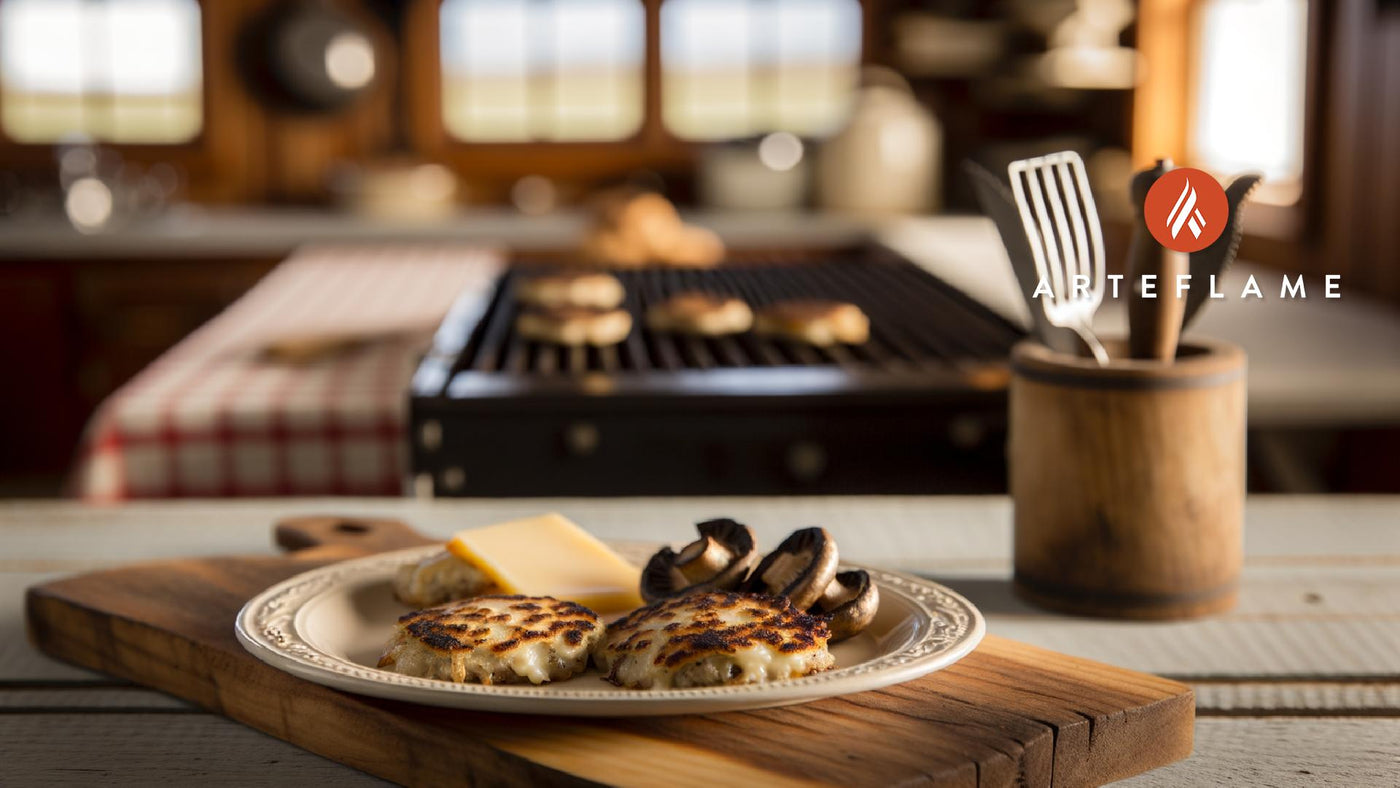 Massachusetts Grilled Mushroom and Cheese Johnnycakes