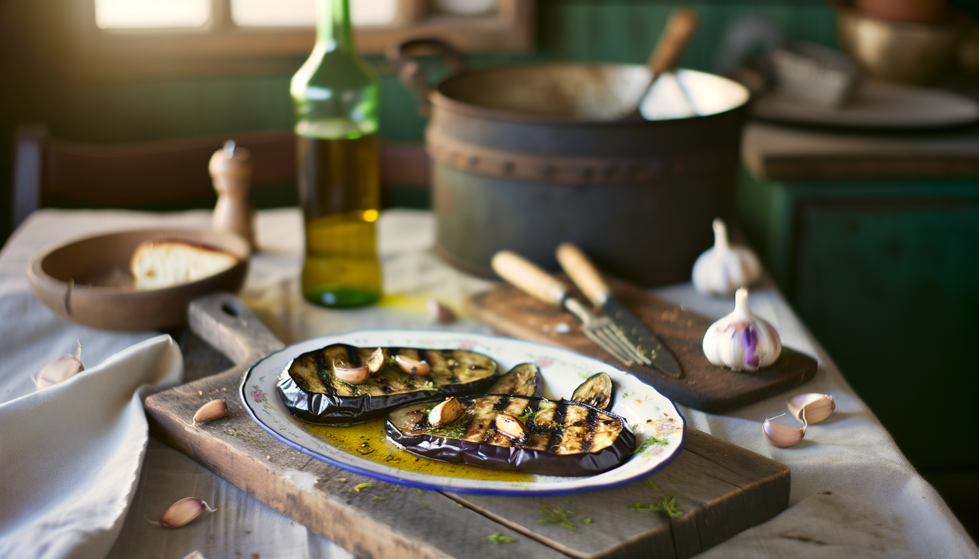 Albanian Charred Eggplant with Garlic and Olive Oil