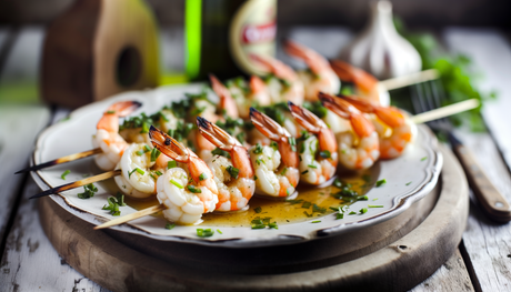 Swedish Arctic Shrimp Skewers with Garlic Butter