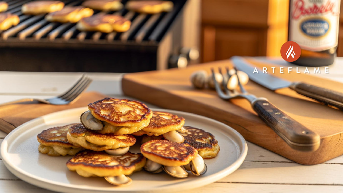 Grilled Rhode Island Clam Pancakes on Arteflame