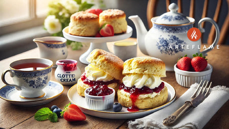 Traditional Cream Tea with Scones, Clotted Cream, and Jam