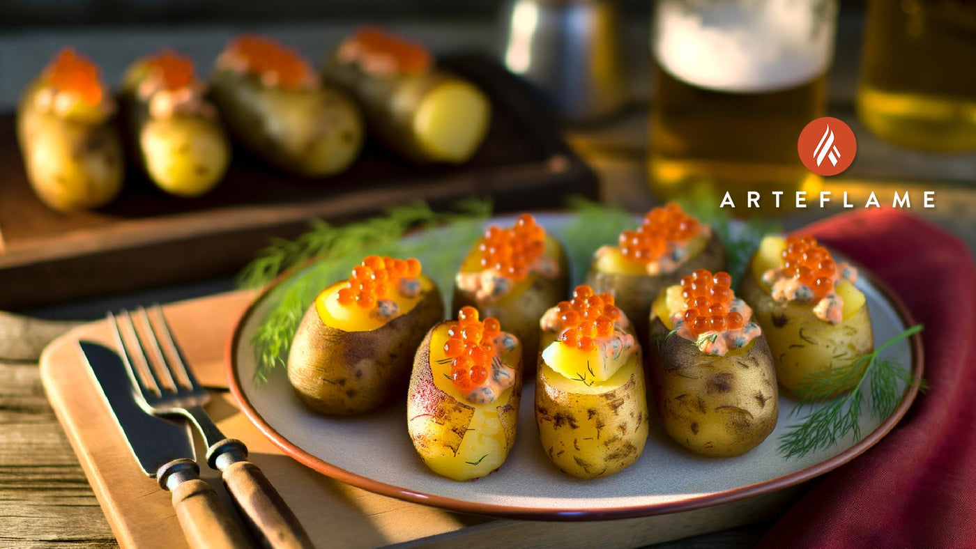 Finnish Roe-Stuffed Grilled Potatoes
