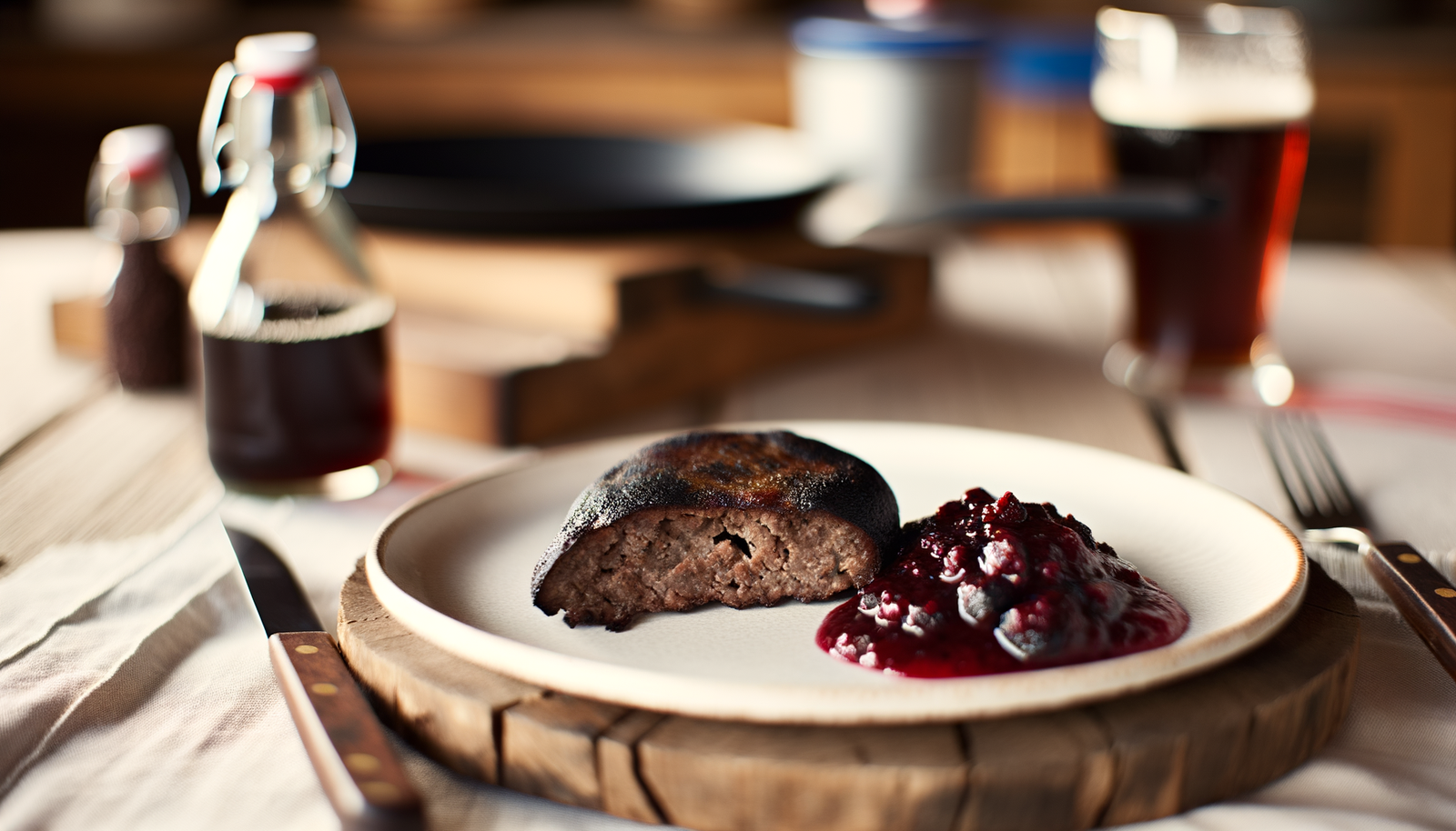 Swedish Grilled Blood Pudding with Lingonberry Sauce