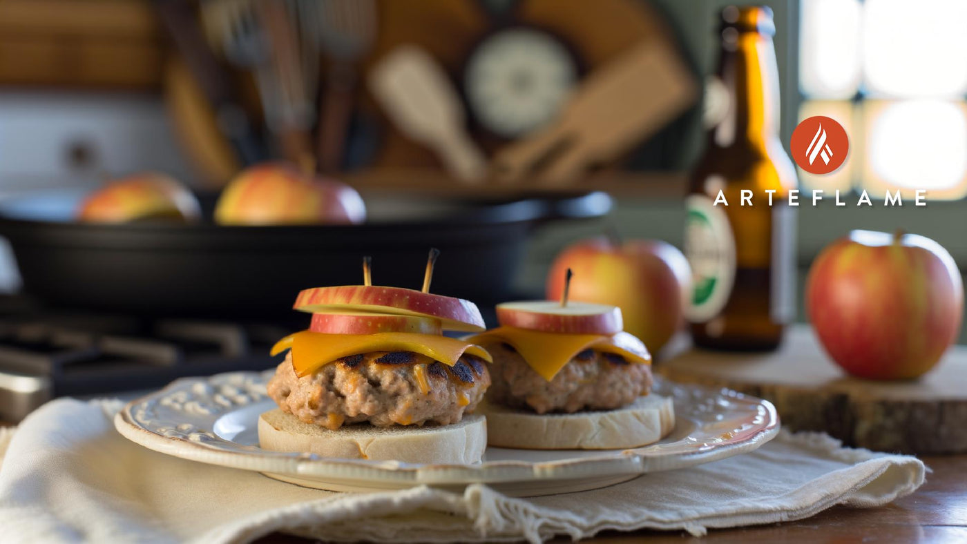 Massachusetts Cheddar-Stuffed Apple Turkey Burgers