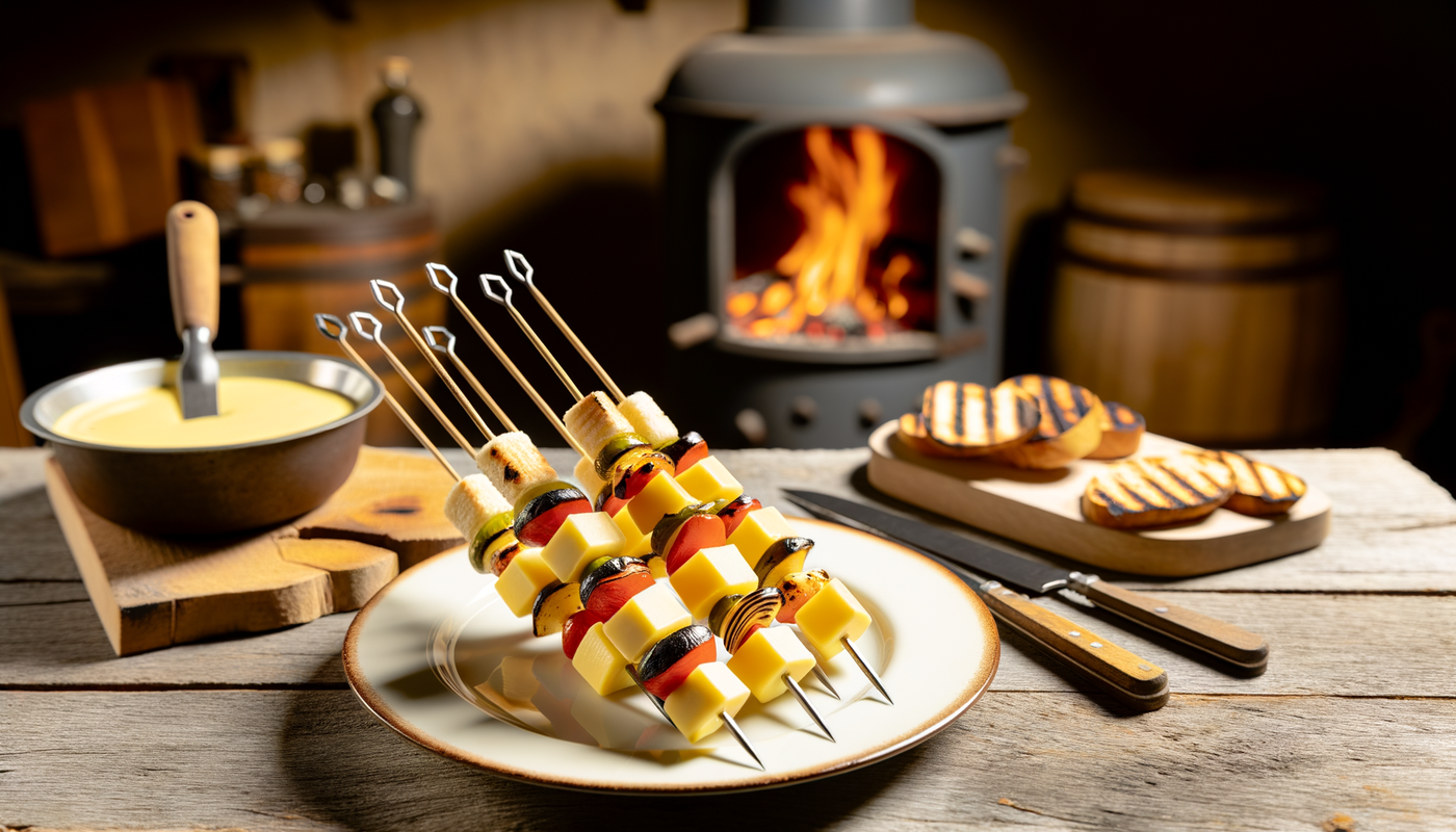 Swiss Alpine Cheese Fondue Skewers on the Grill