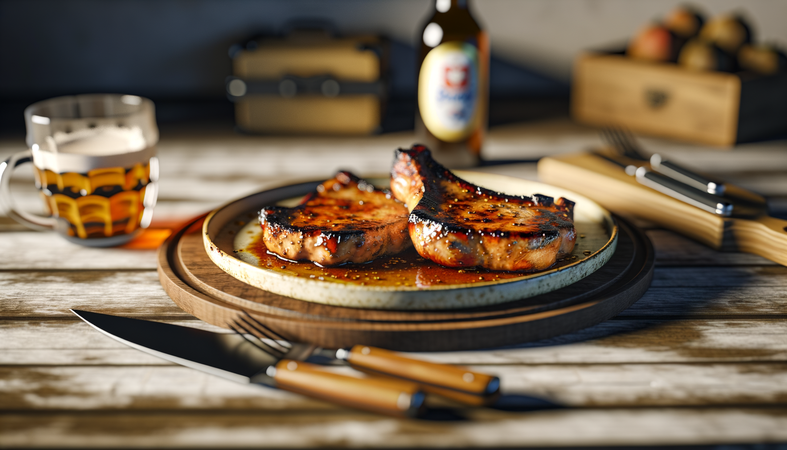 Polish Grilled Honey-Glazed Pork Chops