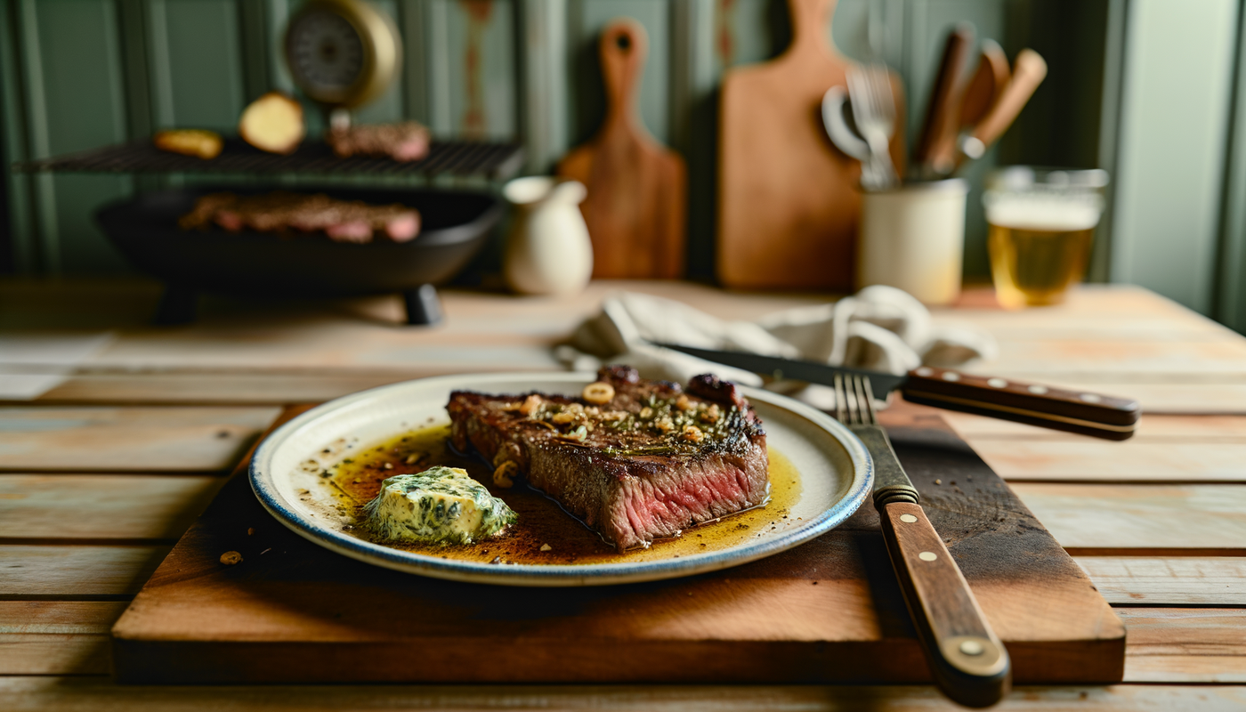 Grilled Ribeye Steak with Garlic Butter - Illinois