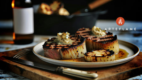 British Grilled Celeriac Steaks with Garlic Butter