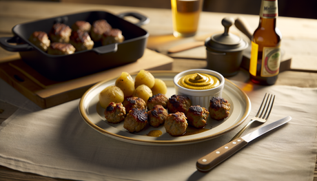 Grilled German Meatballs with Mustard Dip