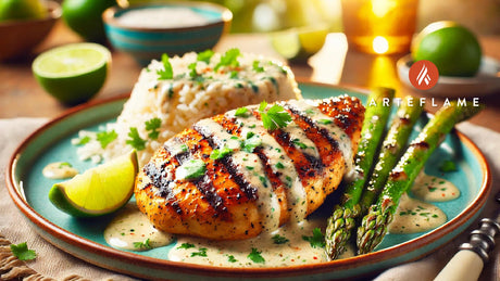 Grilled Coconut Lime Chicken with Creamy Coconut Sauce