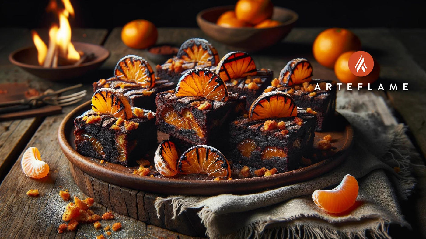 Grilled Mandarin Campfire Brownies with Crunchy Pork Panko