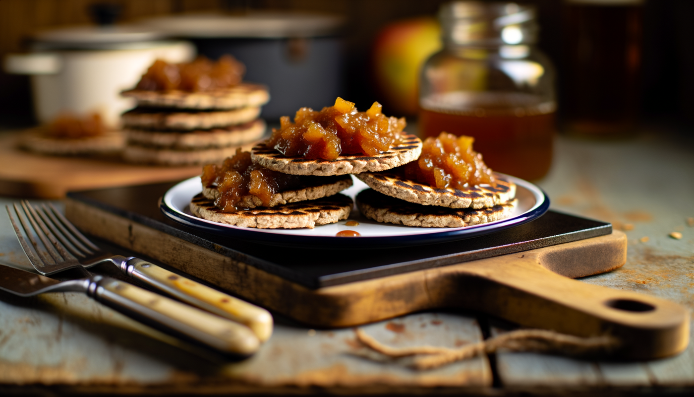 Toasted Welsh Oatcakes with Spiced Apple Butter