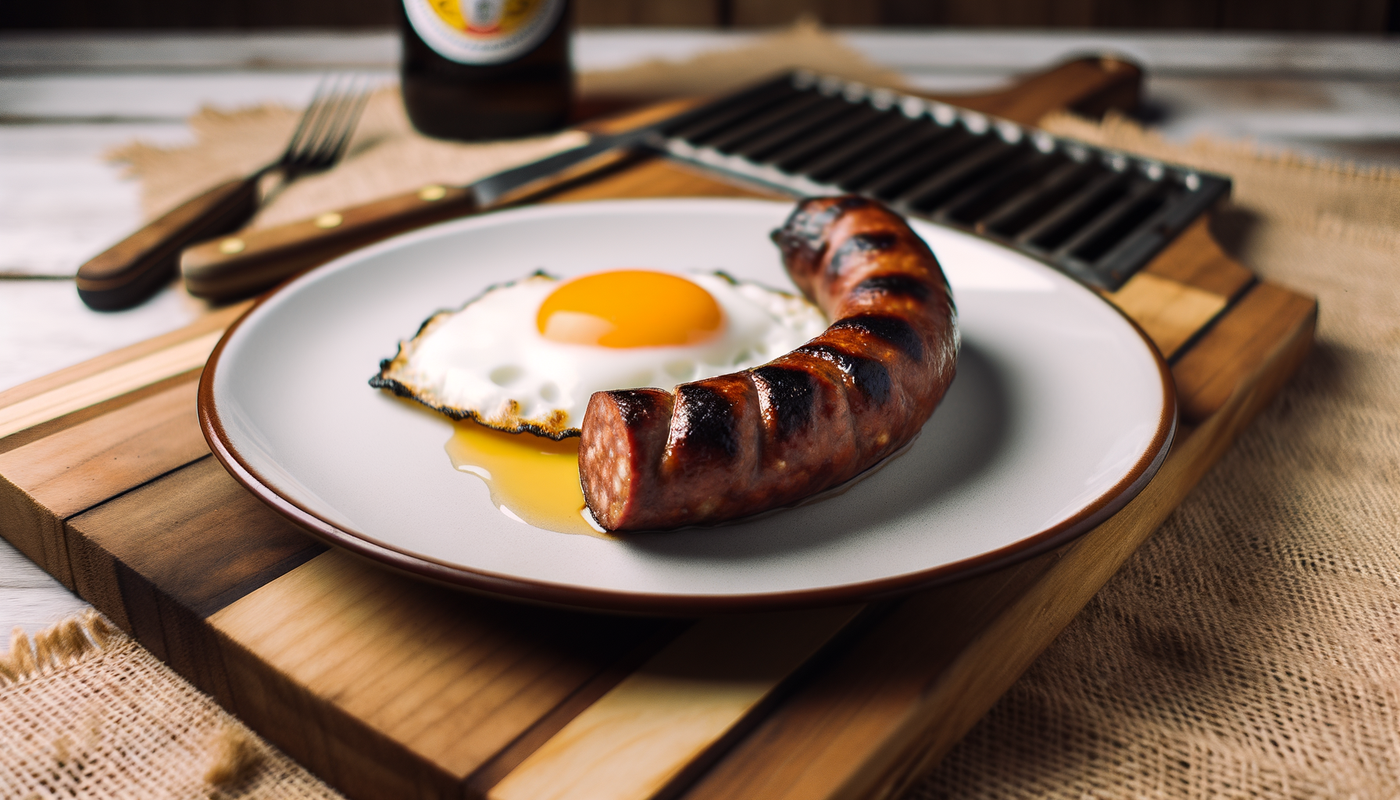 Portuguese Grilled Alheira Sausage with Fried Egg