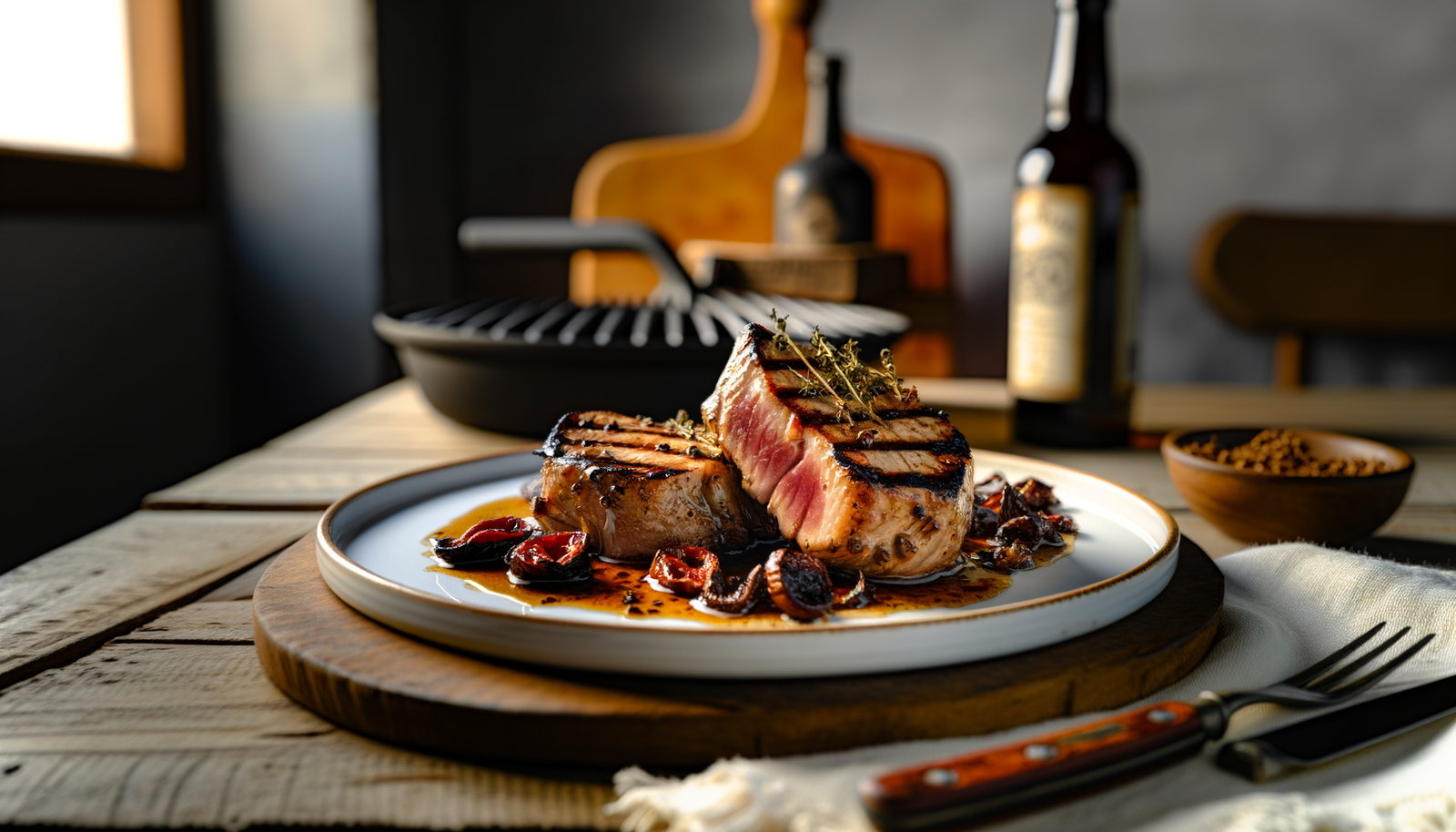 Grilled Spanish Tuna Steak with Sherry Vinegar Glaze