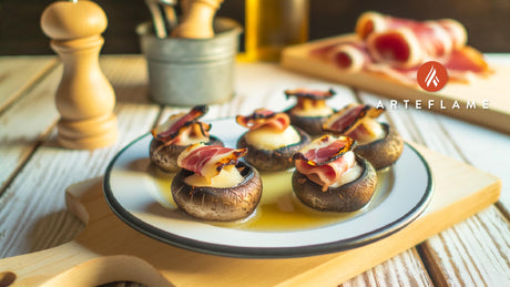 Grilled Spanish Stuffed Mushrooms with Iberian Ham