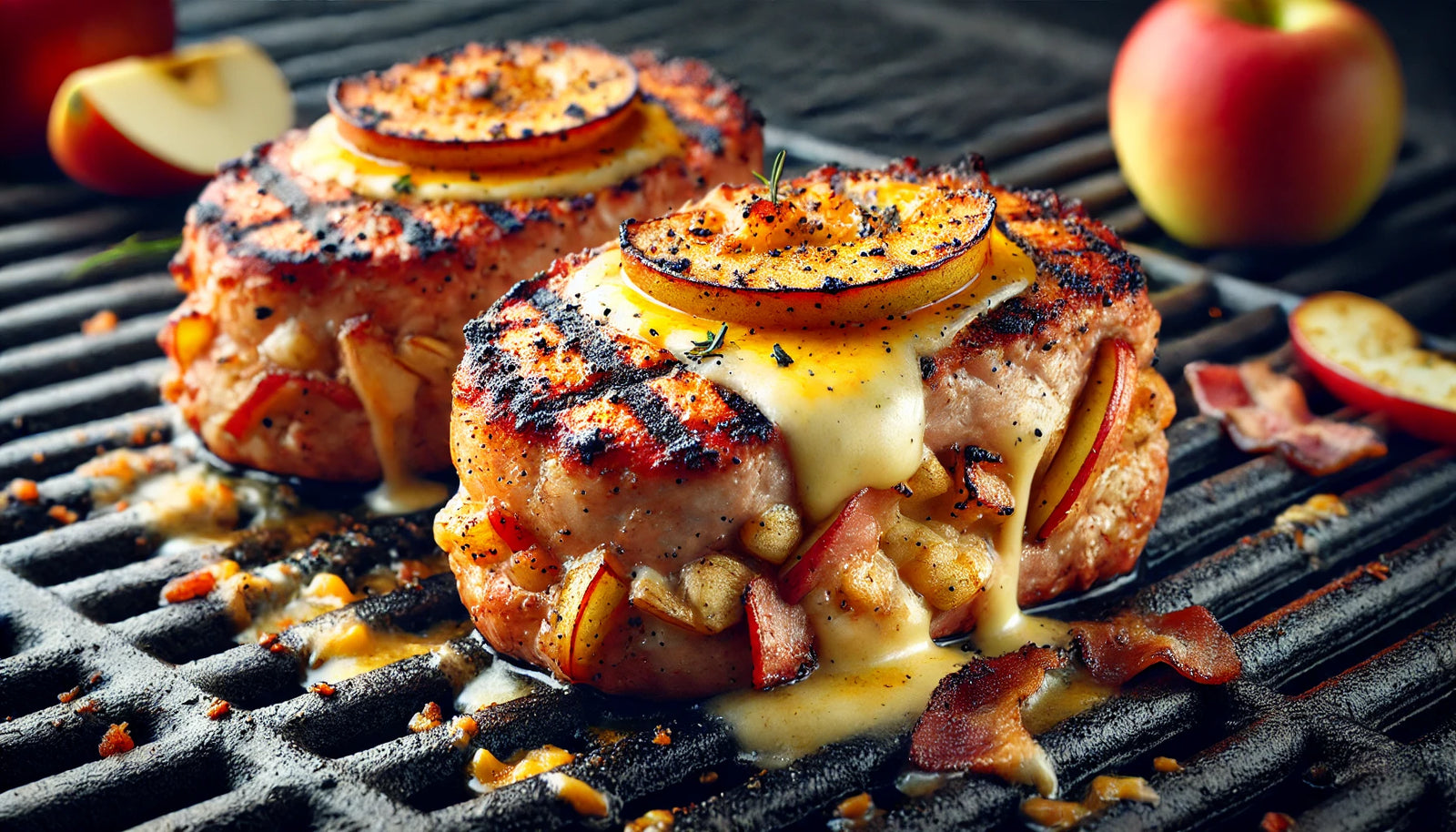 grilled Apple-Bacon Stuffed Pork Chops