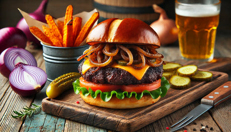 Bison Burgers with Caramelized Onions