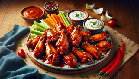 Buffalo Wings prepared for serving