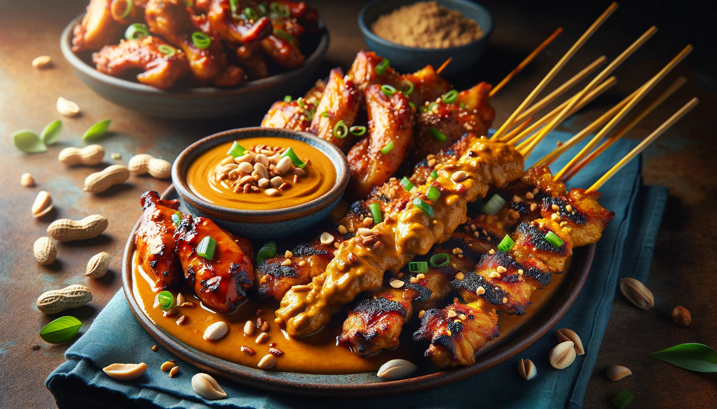 Chicken Satay and Chicken Wings served with Peanut Sauce