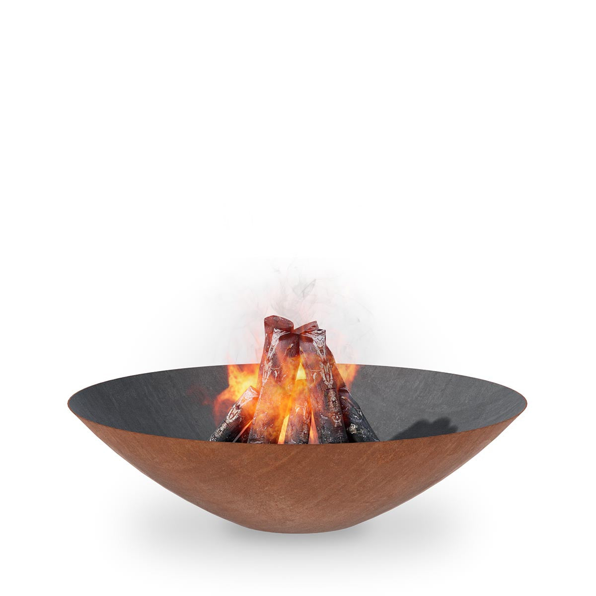 Arteflame Classic 40 inch Fire Pit in solid Corten steel showing its natural weathering steel patina