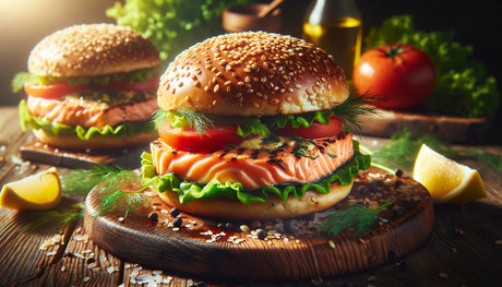 Grill Gourmet Wild Salmon Burgers with Homemade Sesame Buns on Arteflame