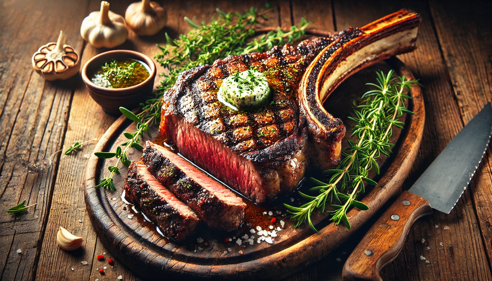 Grilled-Tomahawk-Steak-with-Herb-Butter