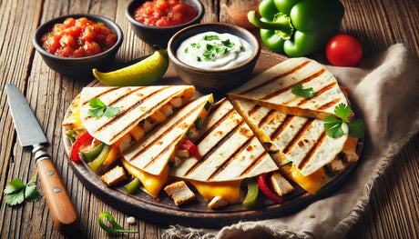 Grilled Chicken Quesadilla Sizzling on the Cooktop