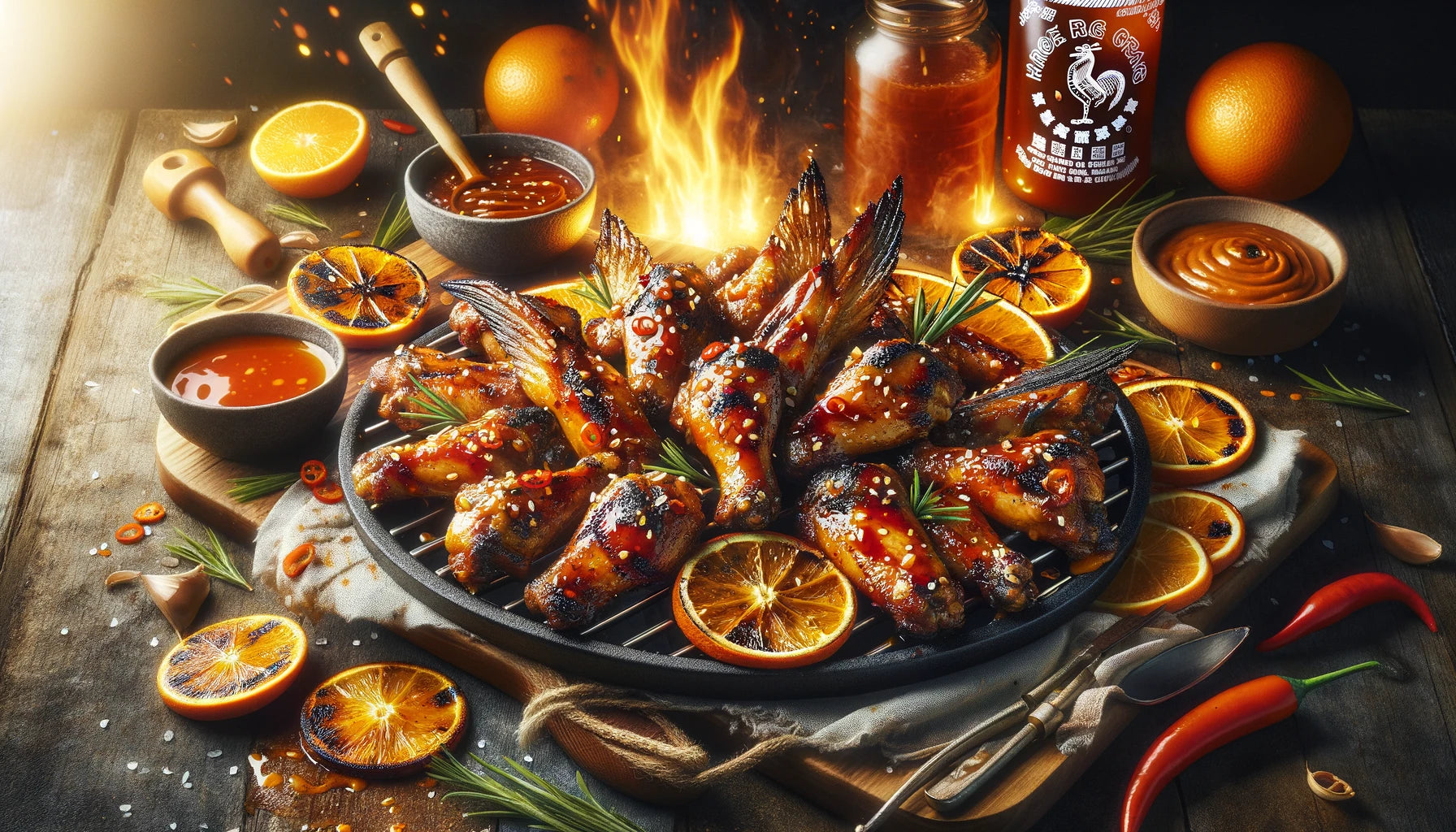 Grilled Honey Sriracha Orange Chicken Wings Recipe - Arteflame Grill