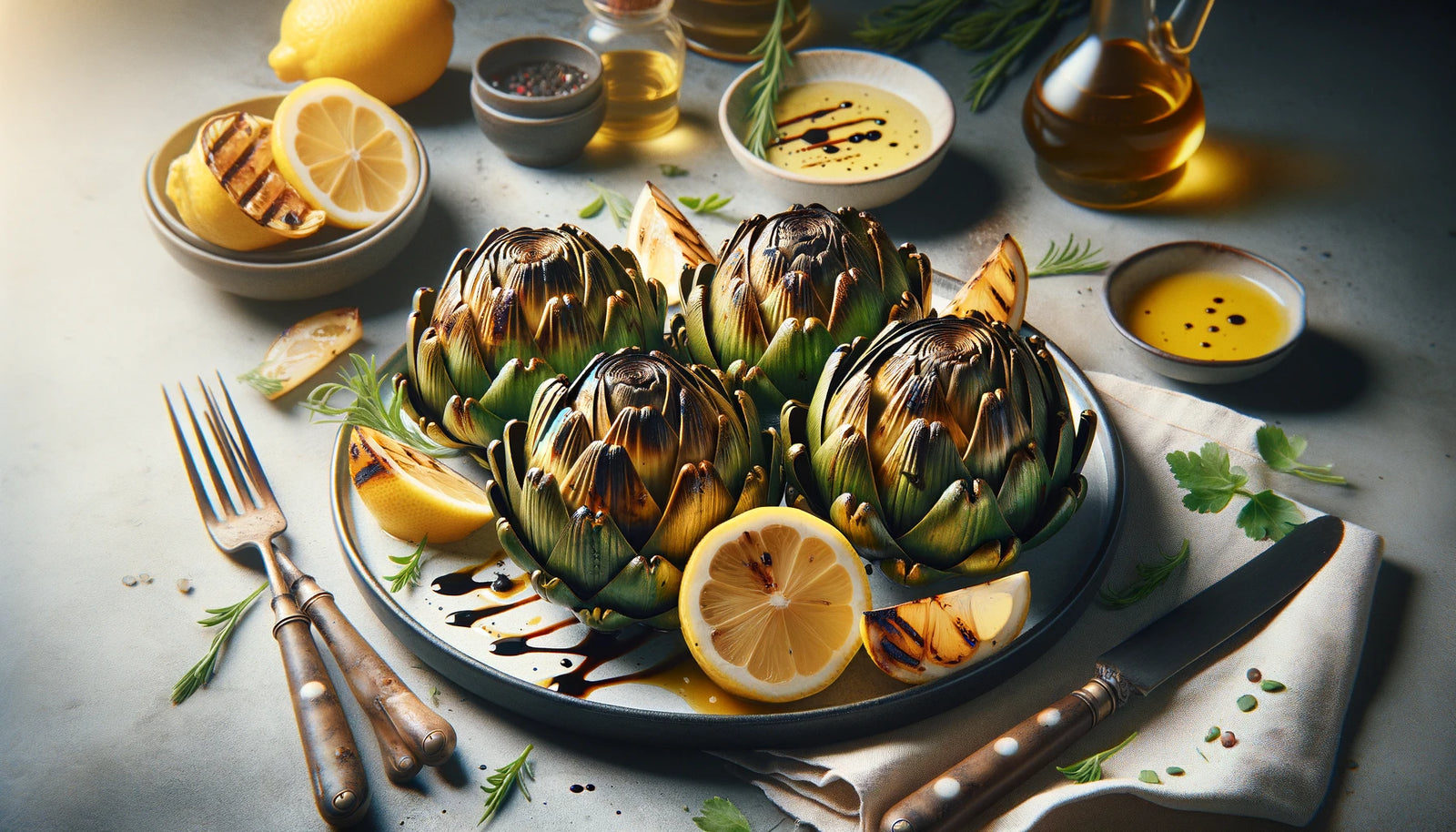 Grilled Lemon-Balsamic Artichokes