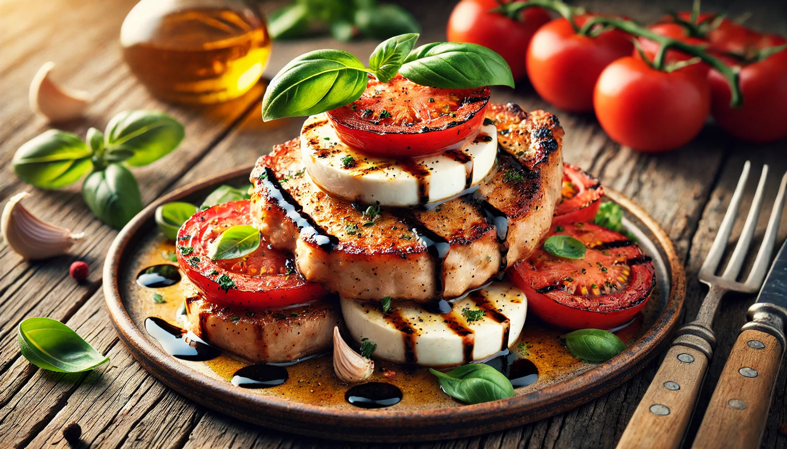 Grilled Pork Chop Caprese